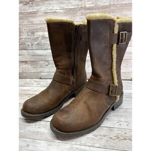 Clarks Orinoco Buckle Mid Boots Brown Leather Zip Bootie Shoes Women Sz 8 NWB